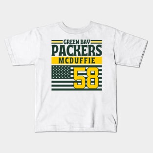 Green Bay Packers McDuffie 58 American Flag Football Kids T-Shirt